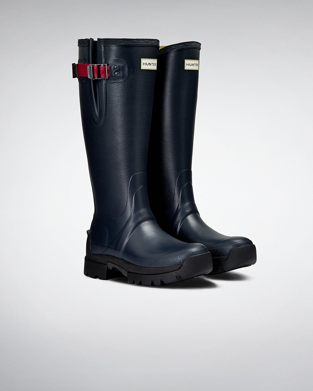 Womens Hunter Tall Rain Boots Navy - Balmoral Side Adjustable 3Mm Neoprene - 0589413-DR